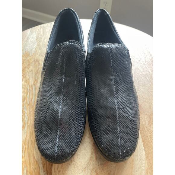 SAS DREAM Womens Black Snake Leather Comfort Loafers Shoes 10 - Picture 2 of 9